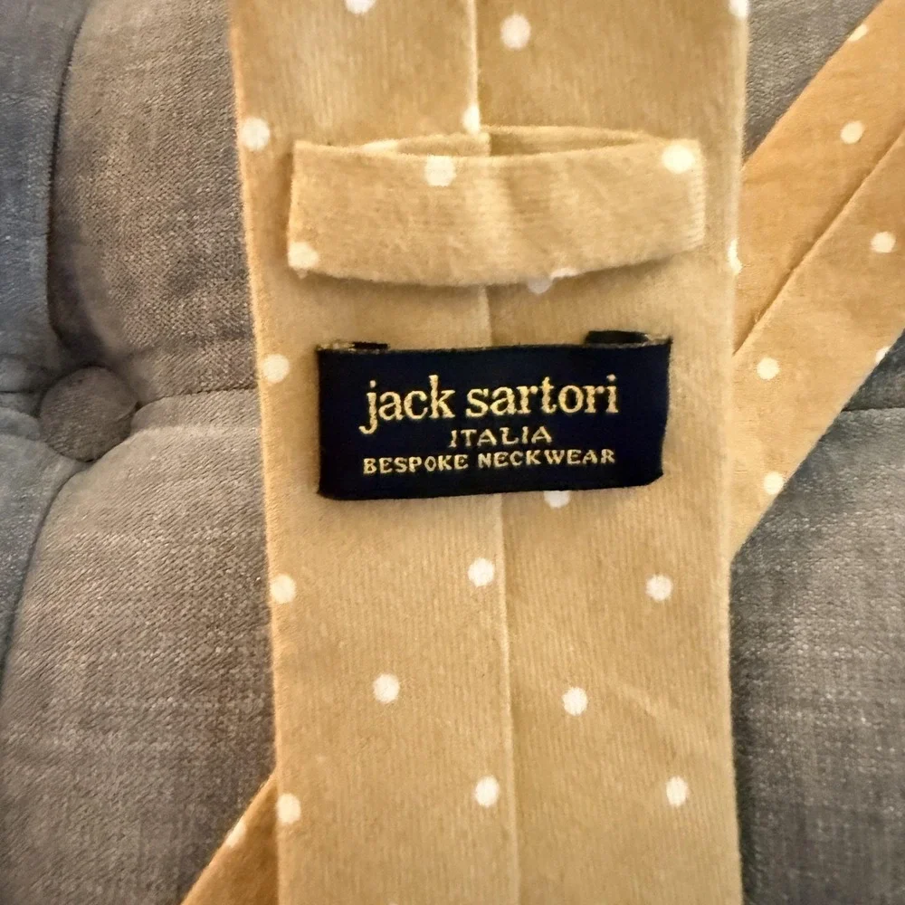 Jack Sartori Italia Tie Mens One Size Yellow Polka Dot Skinny Necktie Cotton
